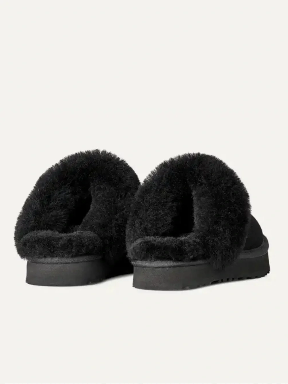 Kids UGG Black Plush Backless Slide Slippers